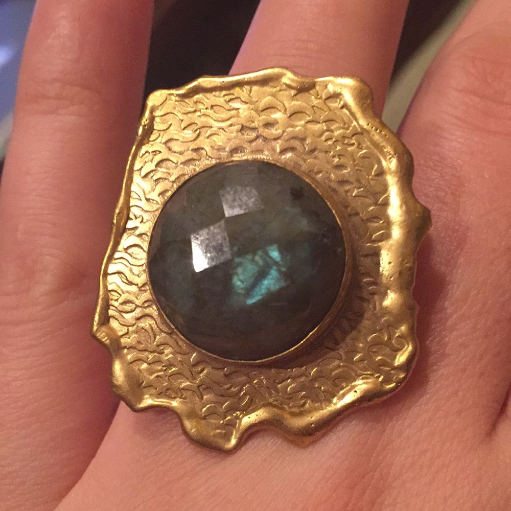 Labradorite Ring Gold Plated - image 5